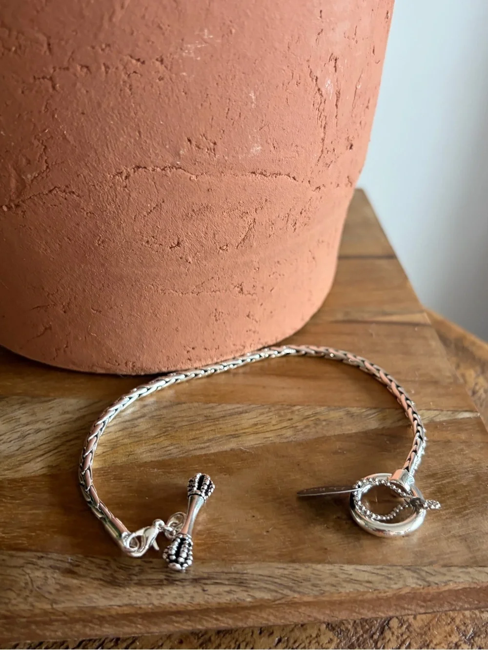 Da Vinci Silver Tone Braided Bracelet for Sliding Charms or Wear Alone Sized